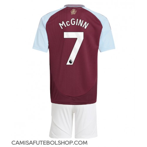 Camisa de time de futebol Aston Villa John McGinn #7 Replicas 1º Equipamento Infantil 2024-25 Manga Curta (+ Calças curtas)